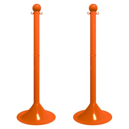 Mr. Chain Safety Orange Light Duty Stowable Stanchion, 2PK 93512-2